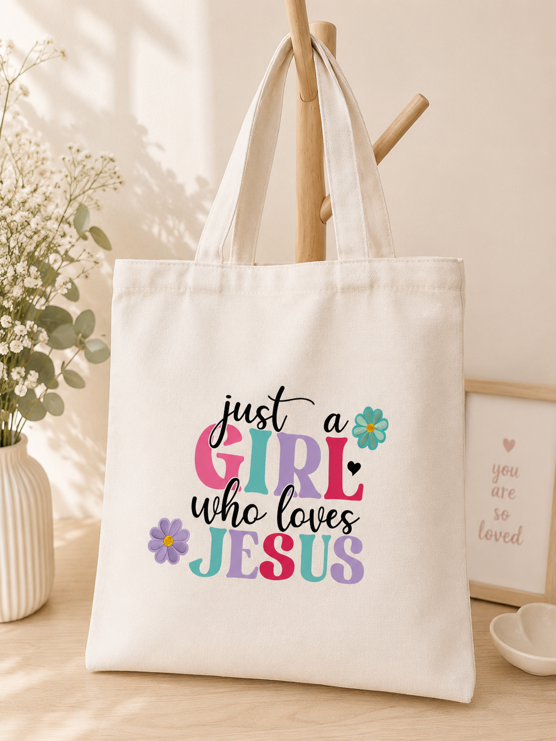 Just A Girl Who Loves JESUS Tote Bag