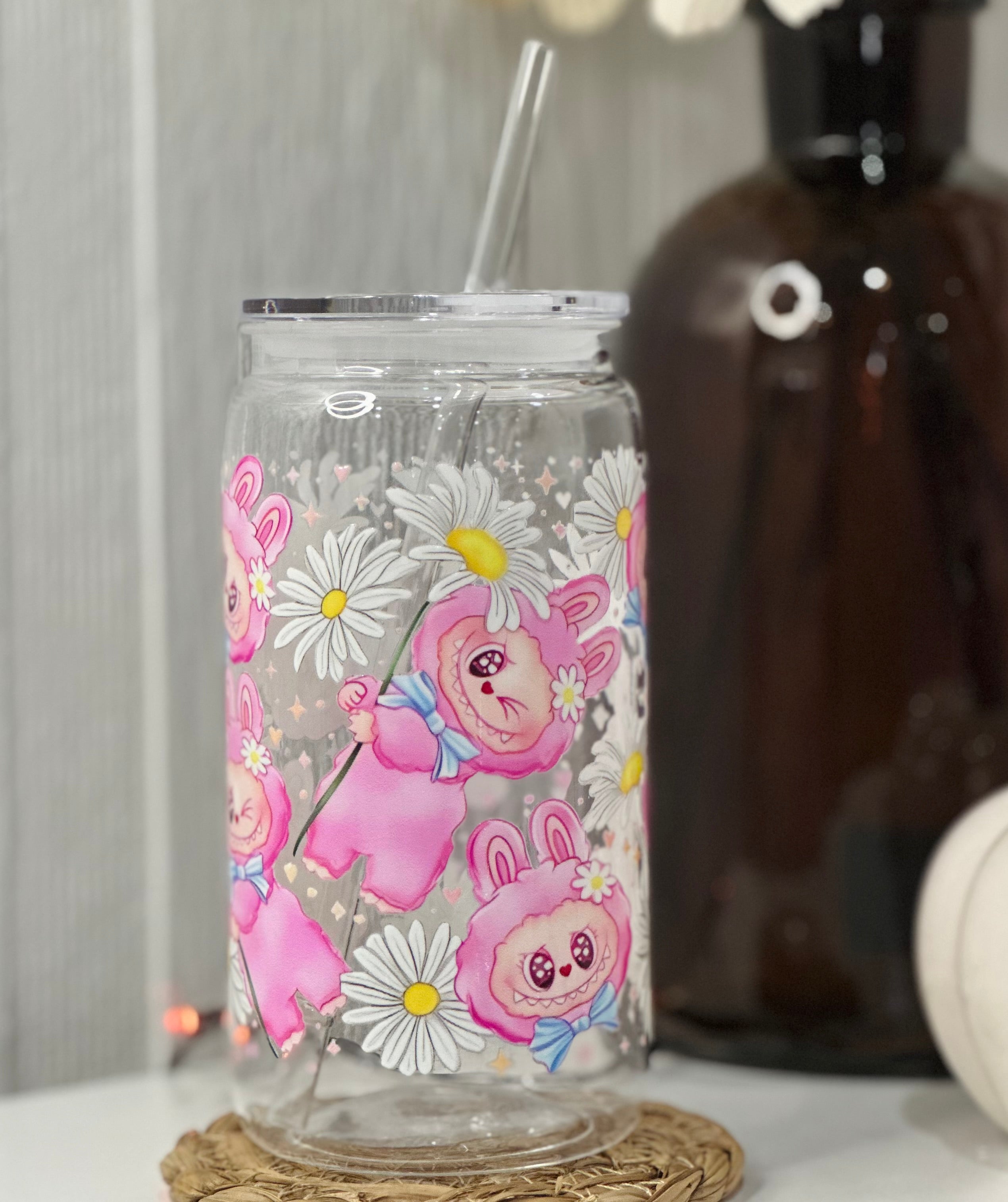 Plush Toy Pink Monster Acrylic Plastic Cup