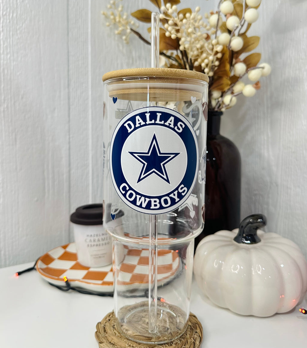 Dallas Football Glass Cup With Handle
