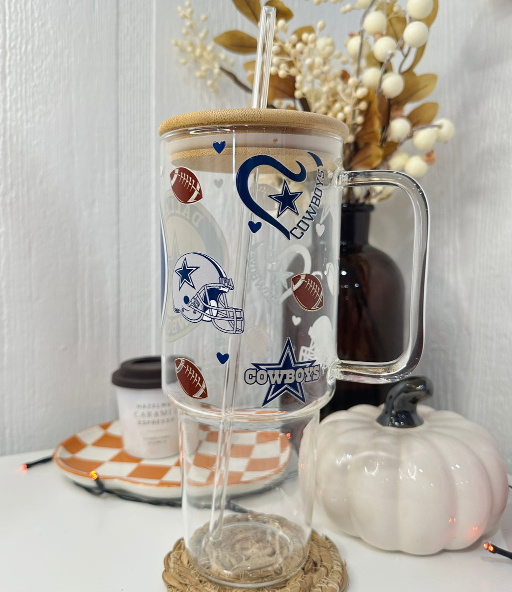 Dallas Football Glass Cup With Handle