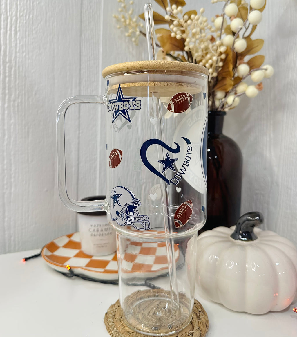 Dallas Football Glass Cup With Handle