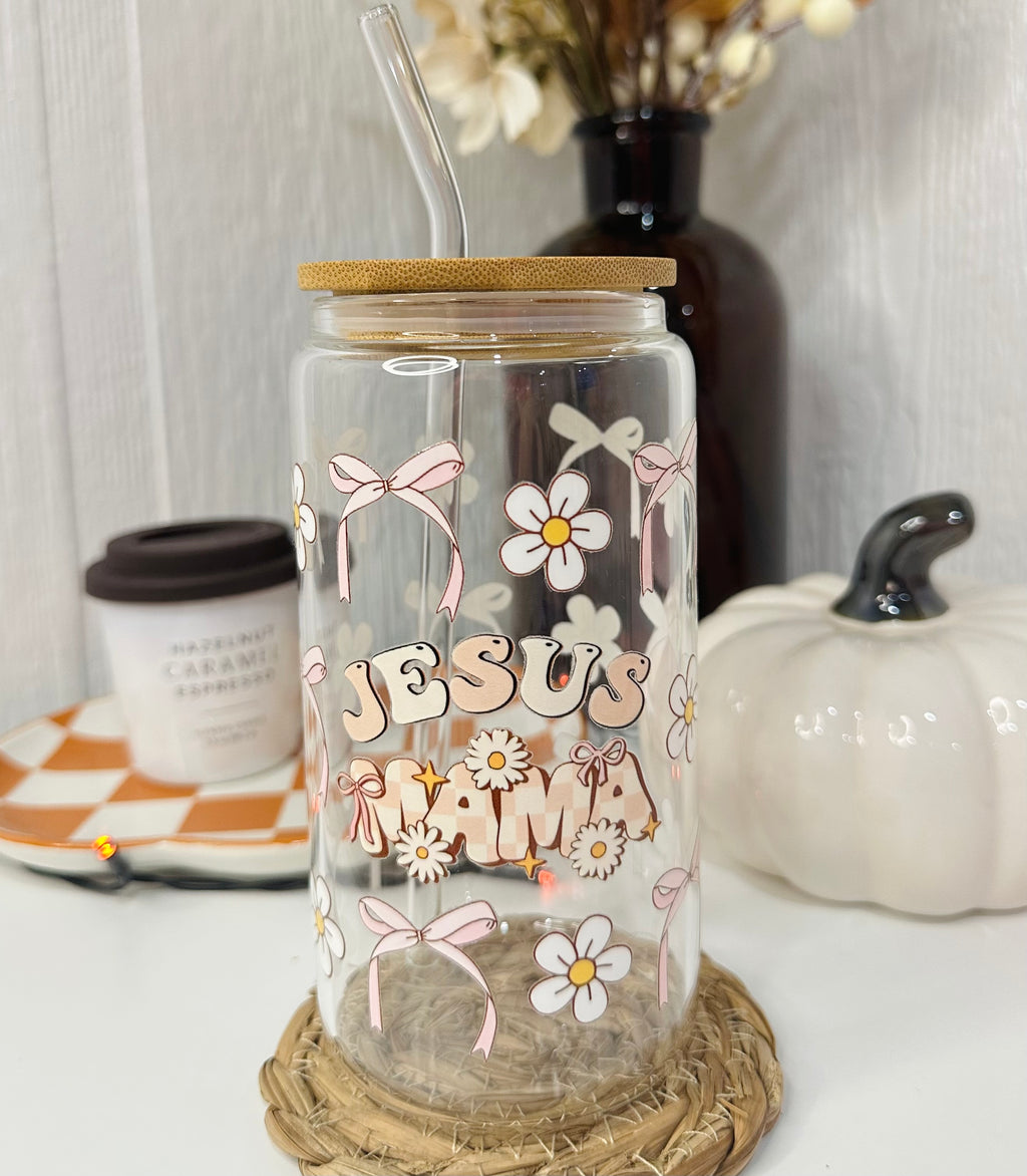 Jesus Mama Coquette Glass Cup