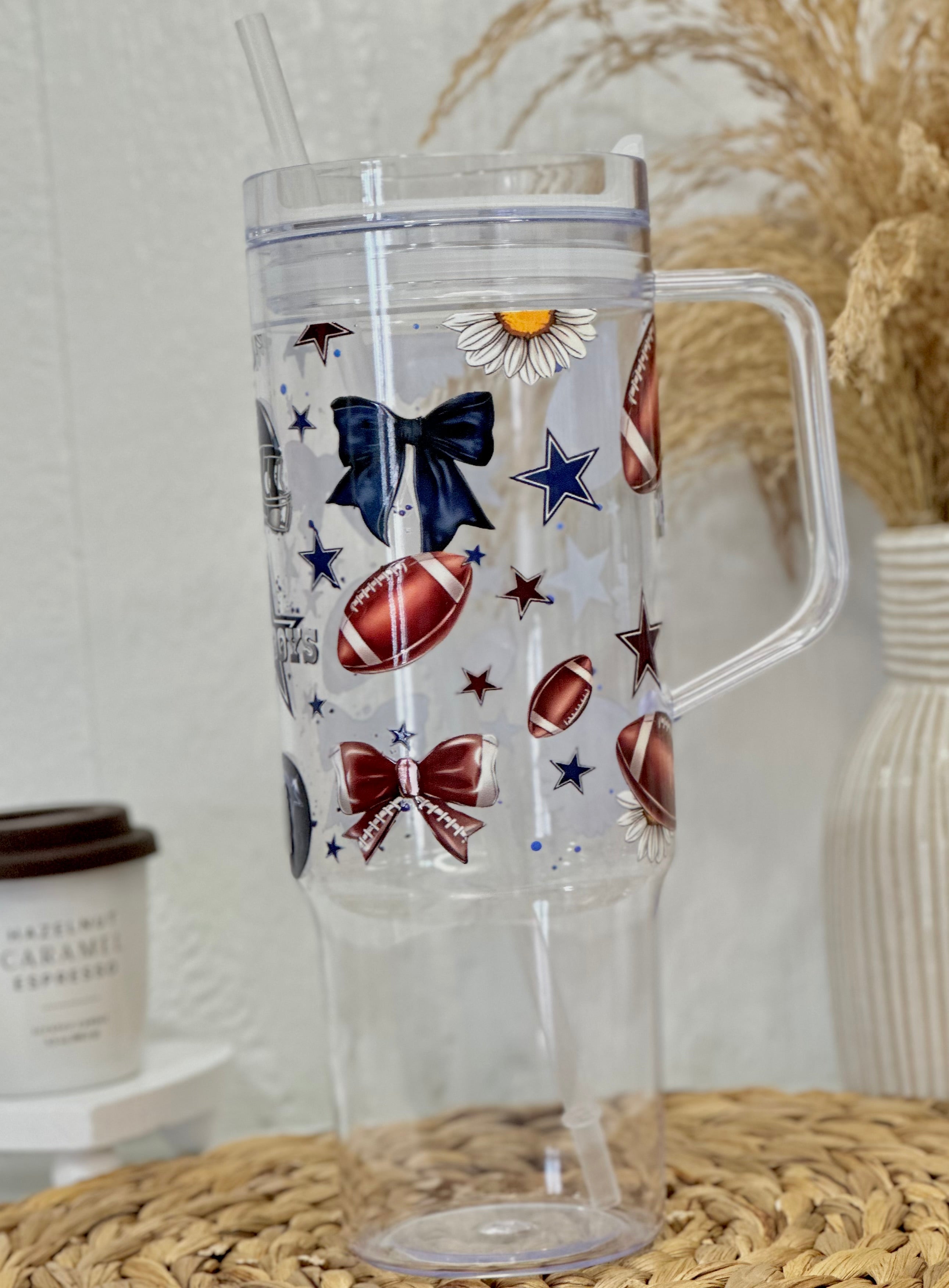 Dallas Girly Football Plastic Cup With Handle