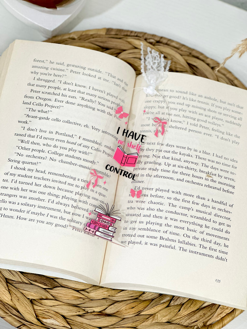 Pink Coquette No Shelf Control Acrylic Bookmark