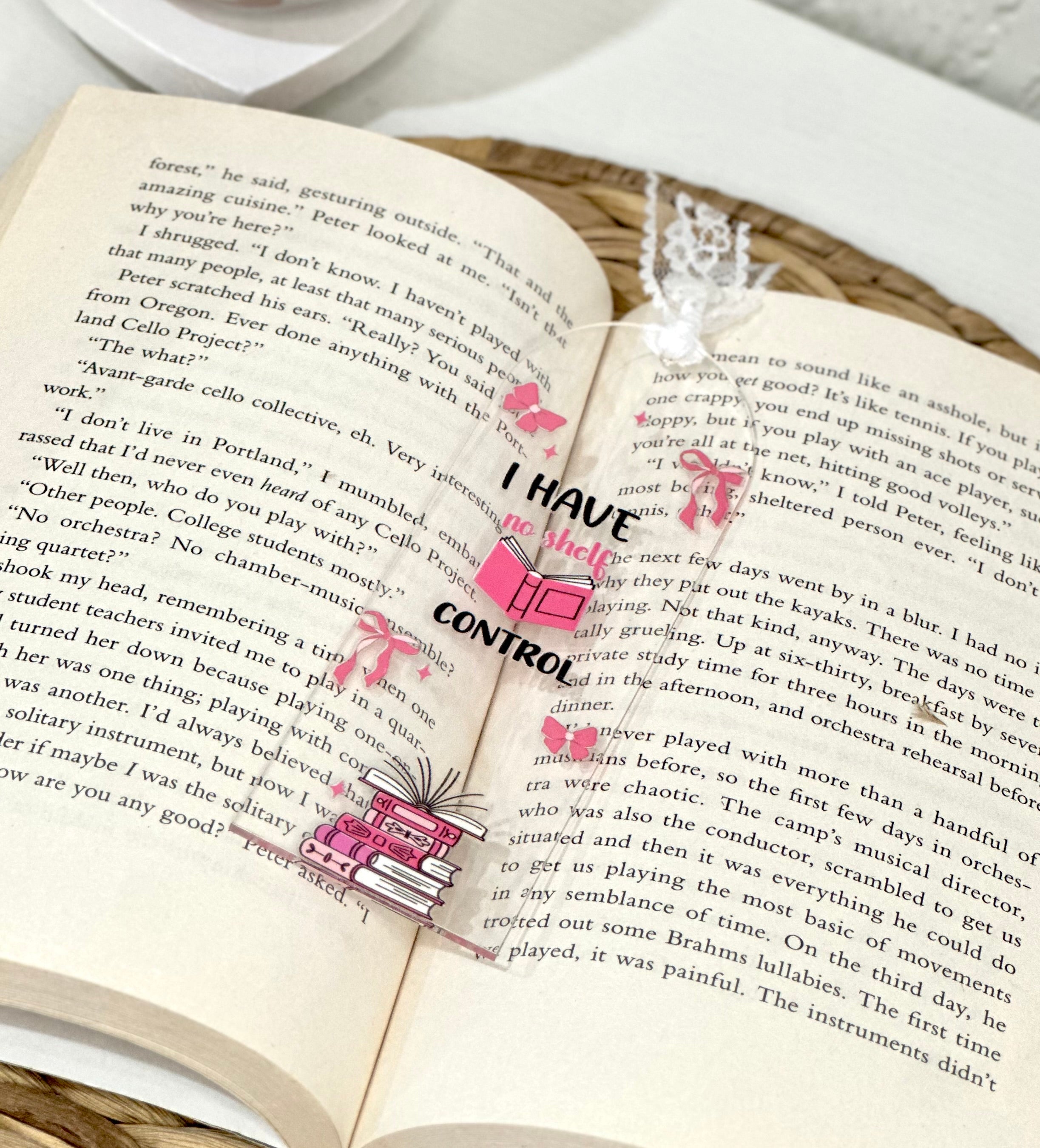 Pink Coquette No Shelf Control Acrylic Bookmark