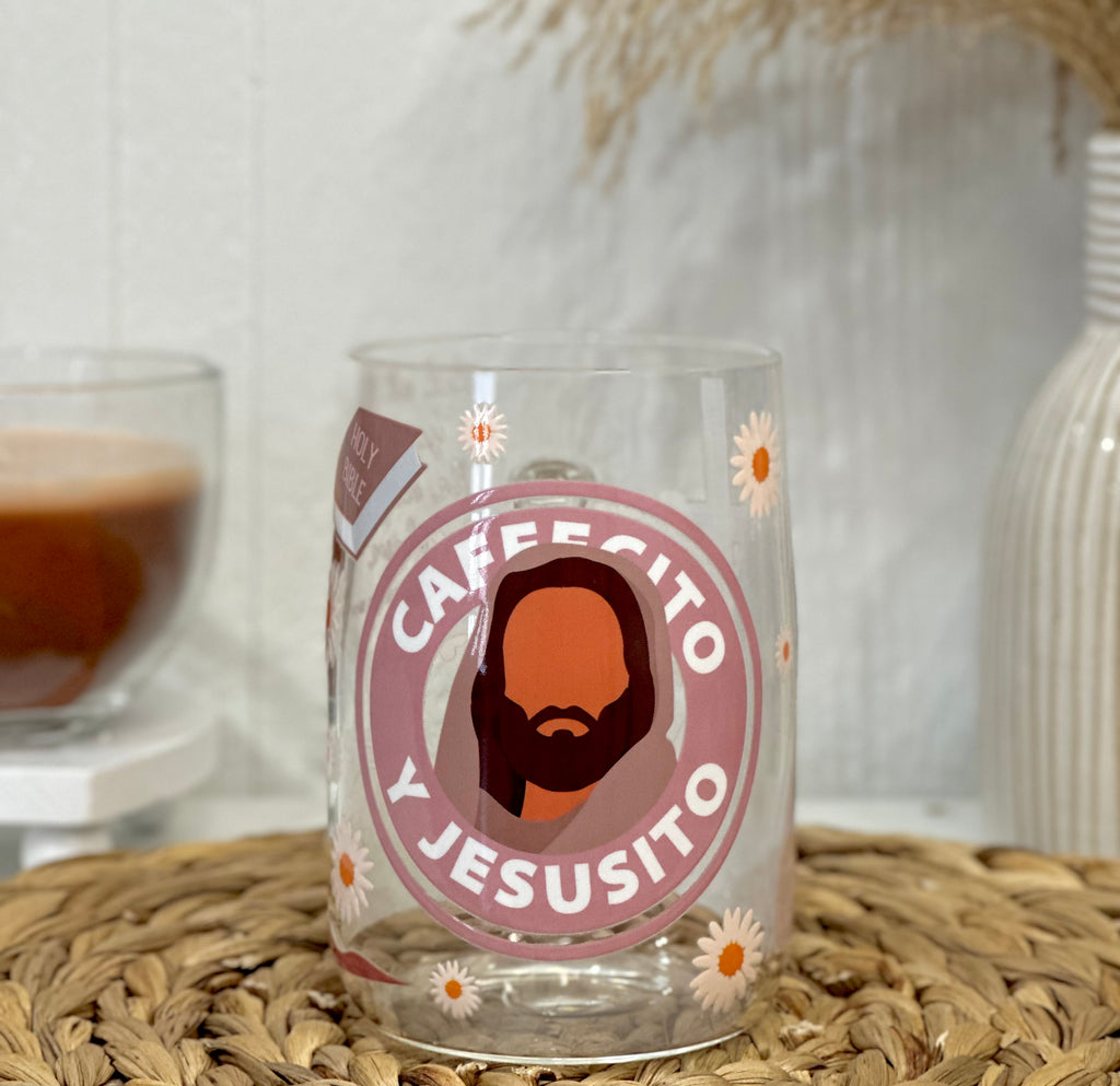Cafecito & Jesusito Glass Mug