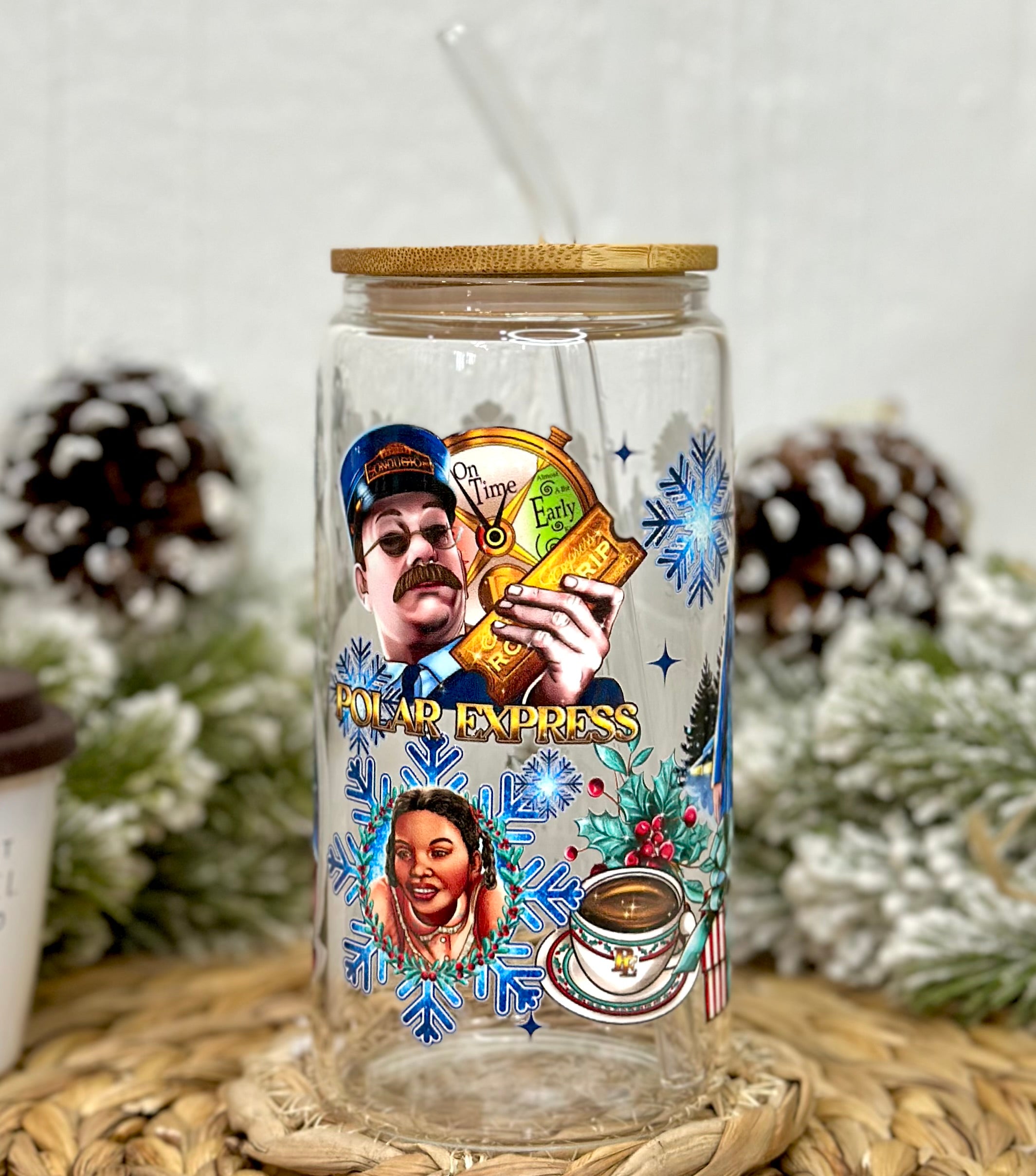 Christmas Polar Express Glass Cup