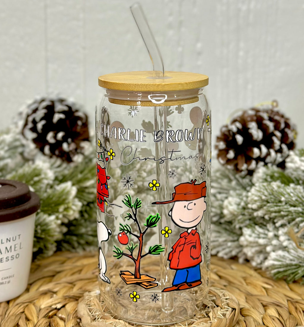 Charlie B & Snoop Christmas Glass Cup